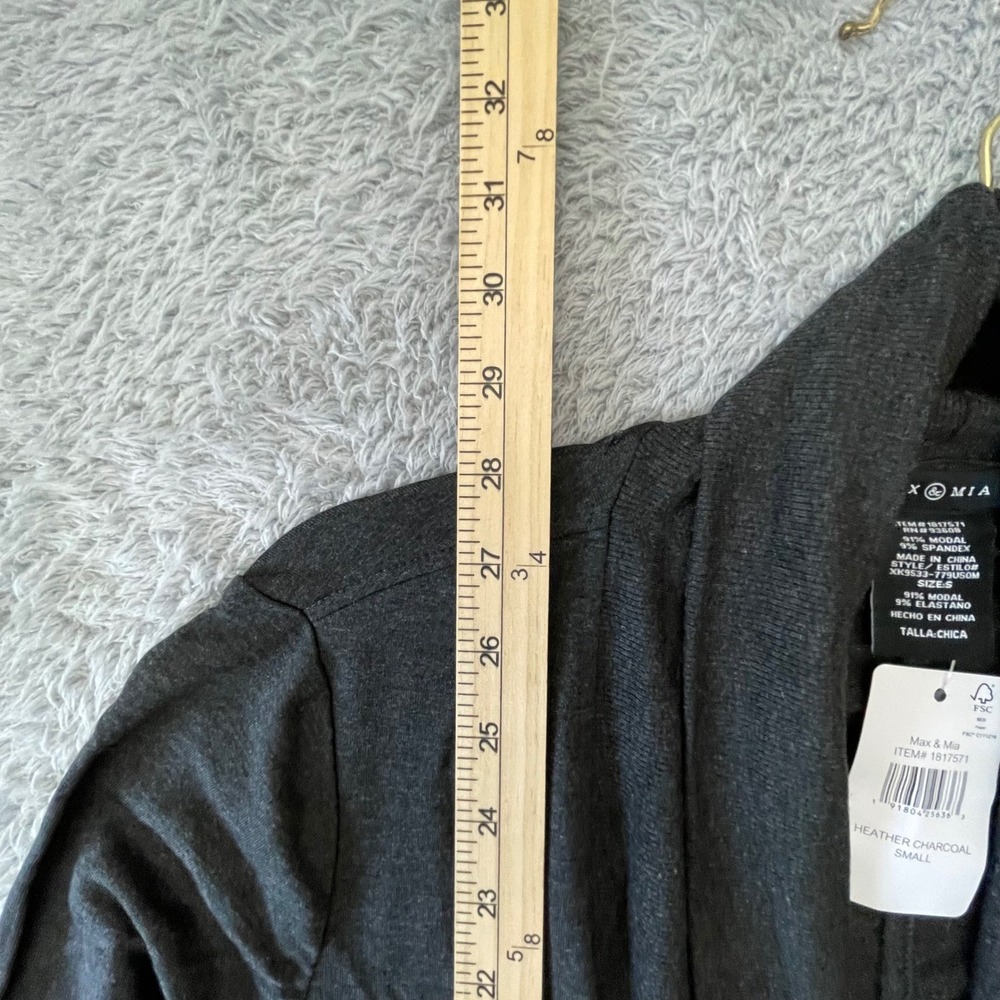 Max & Mia Heather Charcoal Drape Front Cardigan Small NWT Soft Modal Blend‎ - Picture 6 of 9